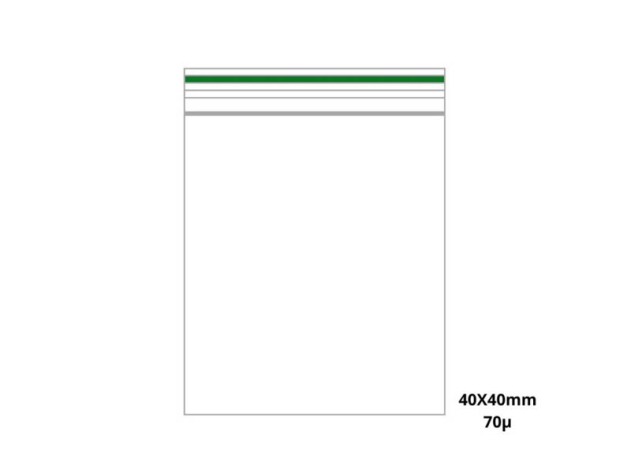 Polybeutel wiederverschließbar, 40x40 mm, Dicke 70 mµ, 1000er Packung