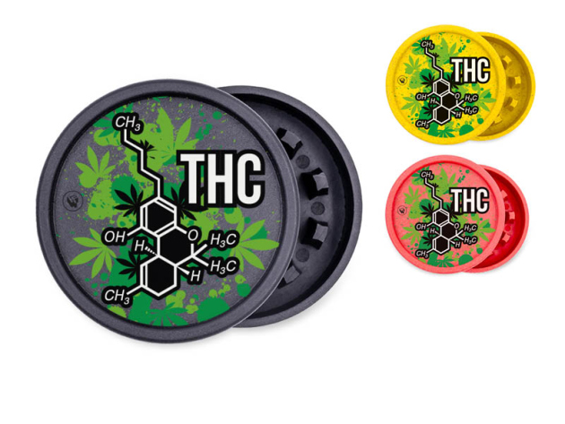 Grinder "THC Molecule" 4-fach sortiert; 2-tlg.; Ø 55 mm, einzeln