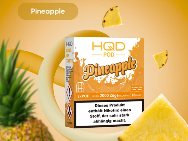 HQD Cirak 2 Pod - Pineapple (Ananas) - 18mg - 1000 Züge - 2er Set