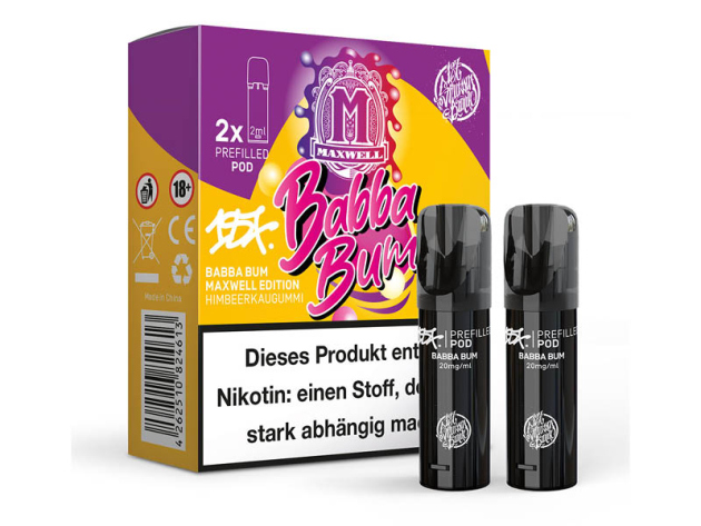 187 Strassenbande - Pod (2er Set) - Babba Bum - Maxwell Edition (Himbeerkaugummi) - 20mg - ca. 600 Züge