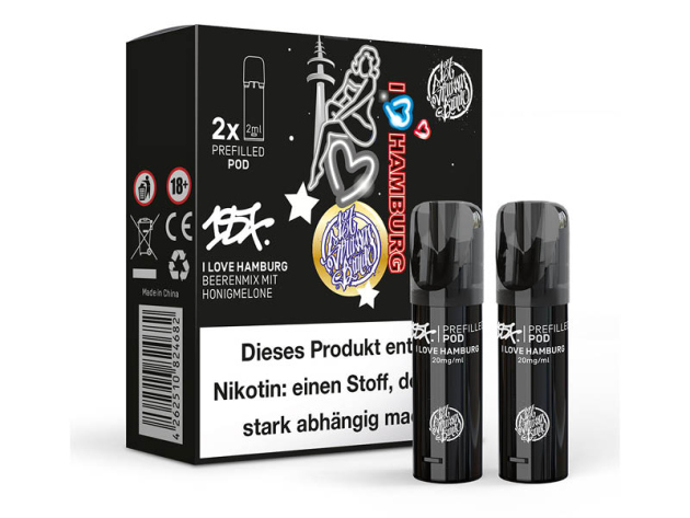 187 Strassenbande - Pod (2er Set) - I Love Hamburg (Beerenmix, Honigmelone) - 20mg - ca. 600 Züge
