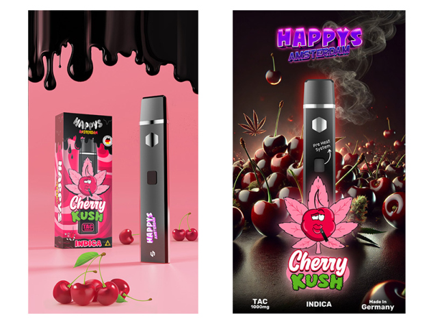 Happys Amsterdam TAC Vape 1000mg - Cherry Kush