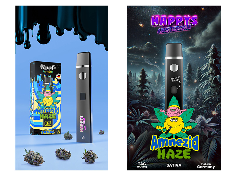 Happy's Amsterdam TAC Vape 1000mg - Amnezia Haze