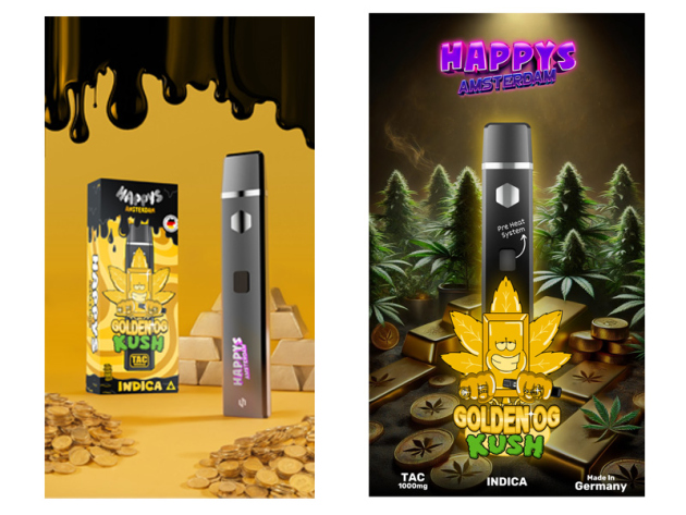 Happys Amsterdam TAC Vape 1000mg - Golden OG Kush