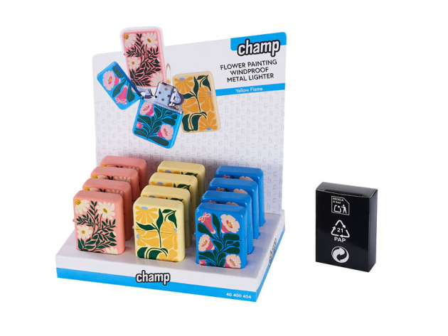 Sturmlfeuerzeuge "FLOWER PAINTING" Jet-Flame, 12er Display