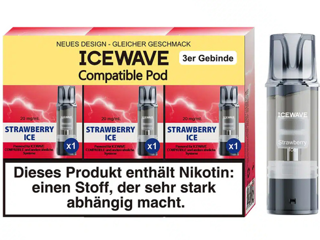 ICEWAVE 3 in 1 Pod - Strawberry Ice (Erdbeere, Eis) - 20mg - 3er Set
