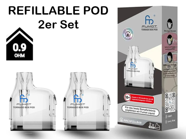 RandM Tornado - BOX 12000 - Refillable POD 10 ml; 2er Set