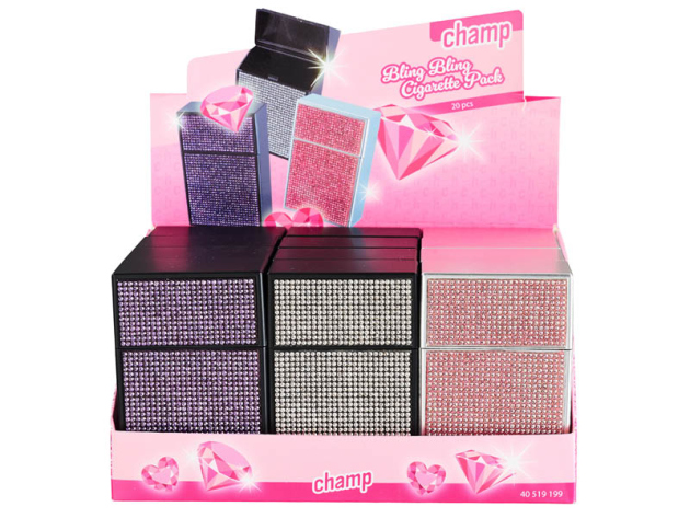 Zigarettenboxen "BLING CIGARETTE" für 20 Zig., 3-fach sortiert, 12er Display