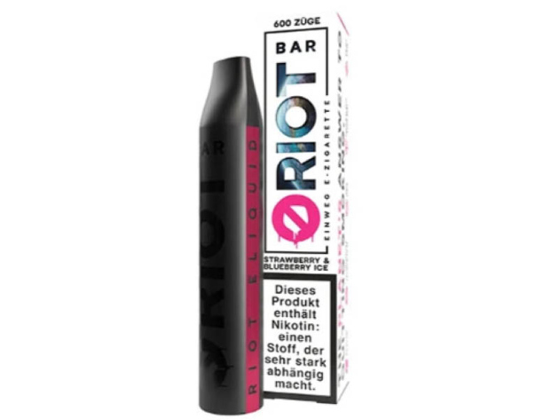 RIOT Bar - Vape - Strawberry & Blueberry Ice (Erdbeere, Blaubeere) - 20mg Nikotin - ca. 600 Züge