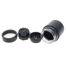 Grinder "Schwarz" Aluminium mit Glas, 4-tlg.; Ø 45 mm; Maße 10 cm x 7 cm