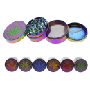 Grinder "Hanfblatt"; regenbogenfarbig; 4-tlg.;...