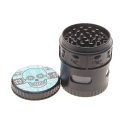 Grinder "Skull" schwarz; 4-tlg.; 6-fach sort.; Ø 50 mm; Höhe: 6,5 cm; einzeln