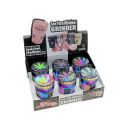 Grinder "Hanfblatt" regenbogenfarbig; 4-tlg.; 6-fach sort. mit Sichtfenster; Ø 45 mm; Höhe : 6,4 cm; einzeln