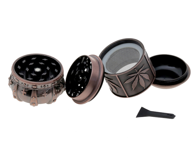 Grinder "Crown" gold/ bronze; Ø 34 mm, Höhe: 6,5 cm; einzeln