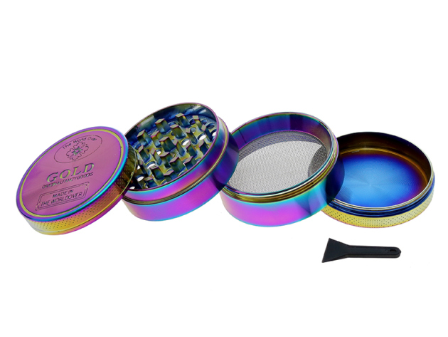 Grinder "Gold" regenbogenfarbig; 4-tlg.; Ø 45 mm; Höhe 3,6 cm
