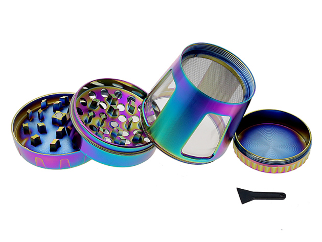 Grinder "Big Storage" regenbogenfarbig; 4-tlg.; Ø 60 mm; Höhe: 8 cm; einzeln