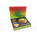 Geschenkbox "Rasta Skull" Grinder, Aschenbecher, Pipe & Siebe