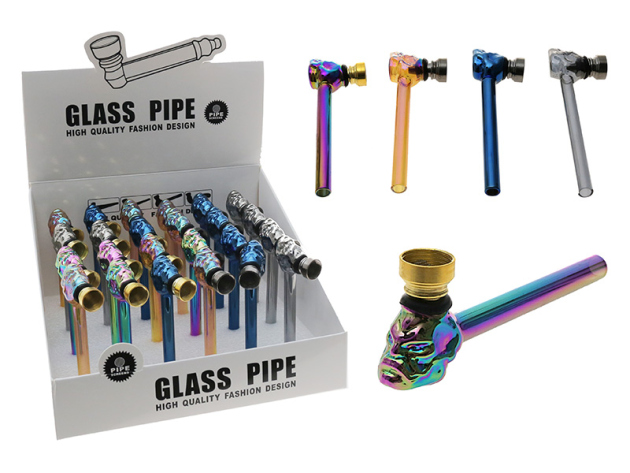 Glaspfeife "Monkey" 4-fach sort.; Länge 12 cm; 24er Display