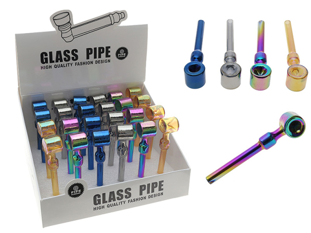 Glaspfeife 4-fach sortiert; Länge 12 cm; 24er Display