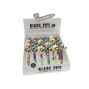 Glaspfeife "Bunt" 6-fach sortiert; Länge 13 cm; 24er Display