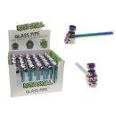 Glaspfeife "Skull" regenbogenfarbig; Länge...