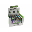 Glaspfeife "Rose Skull"; ca. 12 cm; 6-fach sort.; 24er Display