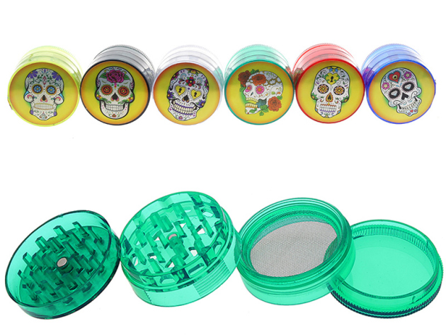 Grinder "Skull";  4-tlg.; 6-fach sort.; Ø 50 mm; Höhe 3,8 cm; 12 Display