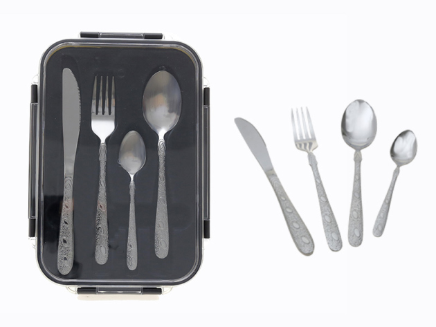 Besteck Set, Edelstahl, 24-teilig mit Aufbewahrungsbox