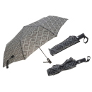 Regenschirm ca. 100 cm, grau-schwarz mit Muster, für die Tasche