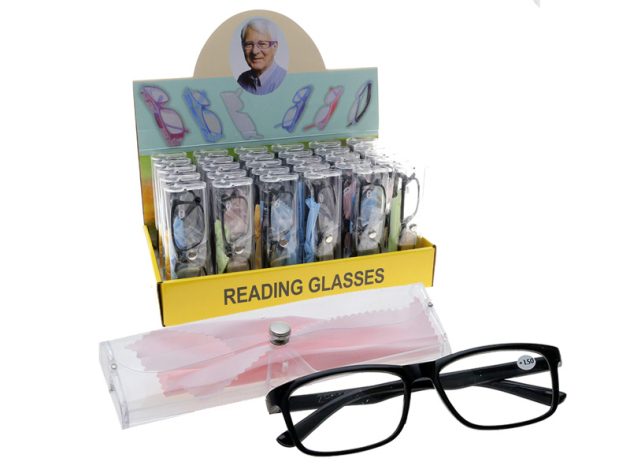 Lesebrille - schwarz, (+ 1,0) mit PE-Schutzetui, einzeln