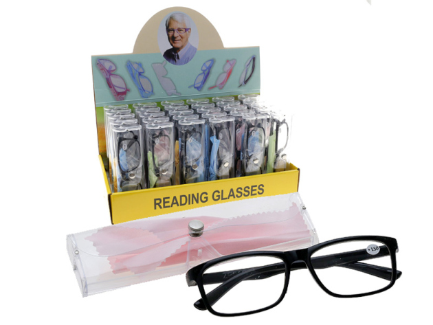 Lesebrille - schwarz, (+ 1,50) mit PE-Schutzetui, einzeln