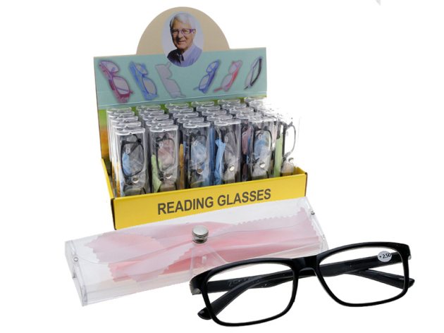 Lesebrille - schwarz, (+ 2,50) mit PE-Schutzetui, einzeln