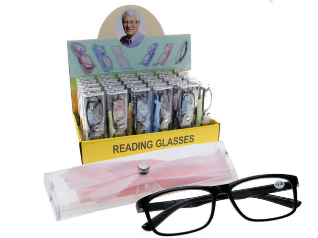 Lesebrille - schwarz, (+ 3,00) mit PE-Schutzetui, einzeln
