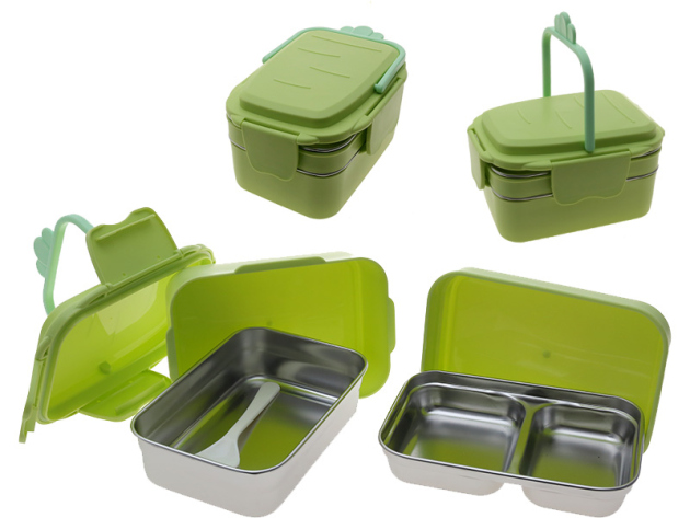 Lunchbox - 2-in-1 System aus Kunstsoff mit Metalleinsatz