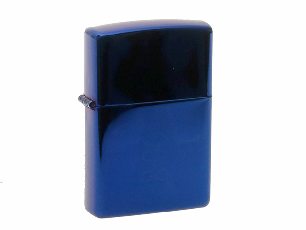Benzinfeuerzeug "Blau" mit Einsatz, glänzend