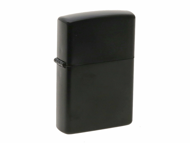 Benzinfeuerzeug "Schwarz" mit Einsatz; matt