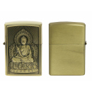 Benzinfeuerzeug "Buddha" Antik-Gold mit Einsatz