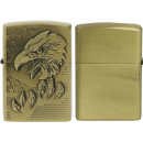 Benzinfeuerzeug  "Eagle" Antik-Gold mit Einsatz