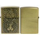 Benzinfeuerzeug "Tiger" Antik-Gold mit Einsatz