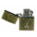 Benzinfeuerzeug "Tiger" Antik-Gold mit Einsatz