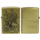 Benzinfeuerzeug "Motorcycles" Antik-Gold mit...