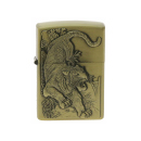 Benzinfeuerzeug "Wild Tiger" Antik-Gold mit...