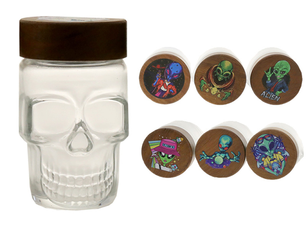 Aufbewahrungsdose "Alien", Glas; 6-fach sortiert, Ø 55 mm; luftdicht, einzeln