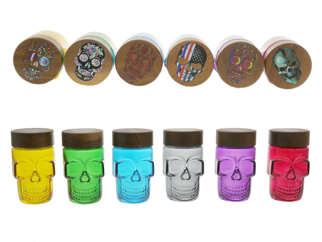 Aufbewahrungsdose "Skull", Glas; 6-fach sortiert, Ø 55 mm; luftdicht, einzeln