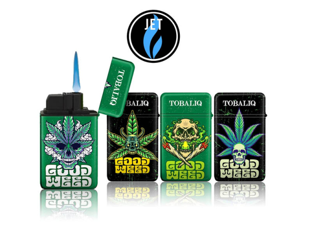 Sturmfeuerzeuge "Good Weed" Jet-Flame, 4-fach sortiert, 20er Display