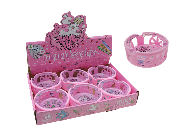 Aschenbecher "Baked Bunny" rund;  6-fach sort.; Ø 8,5 cm; Höhe 3,5 cm: 6er Display