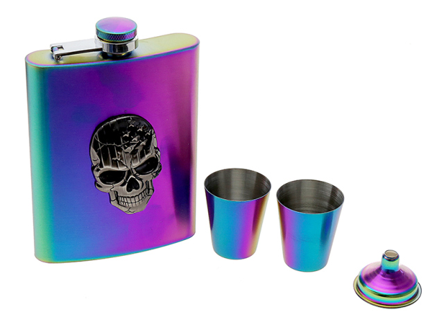 Flask-Set "Chrome-Croc" 8oz