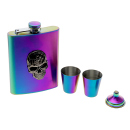 Flachmann-Set "Rainbow" mit 2 Schnapsbecher , 8oz