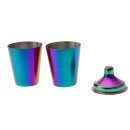 Flachmann-Set "Rainbow" mit 2 Schnapsbecher , 8oz