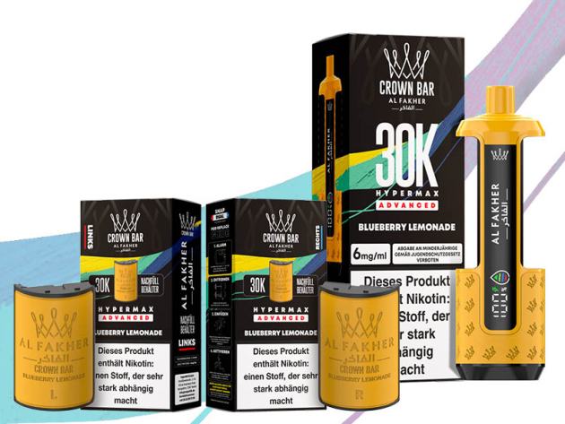 All Fakher 30K Hyper Max - Advanced - Blueberry Lemonade  (Blaubeere, Limonade) - 6 mg - 30.000 Züge - Pods und Basisgerät